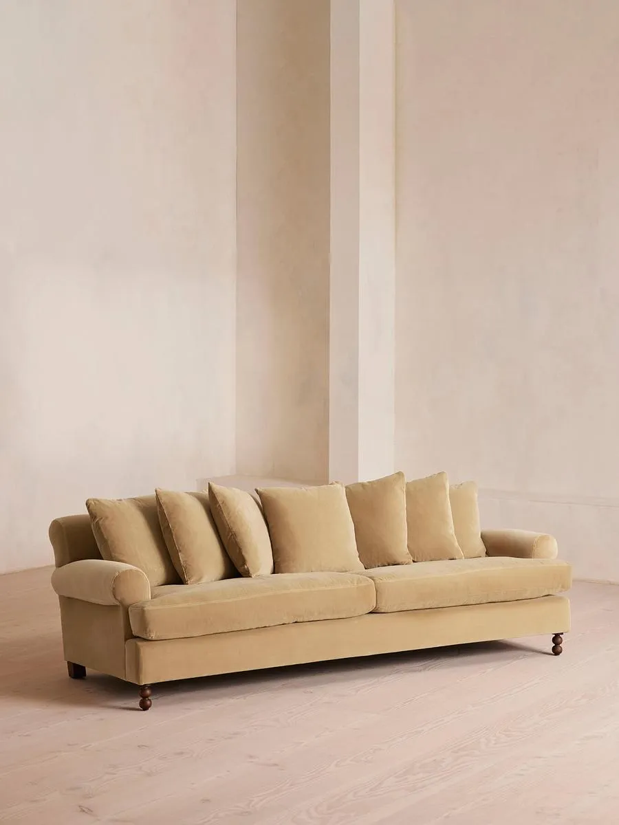 Audrey Four Seater Sofa, Velvet, Camel