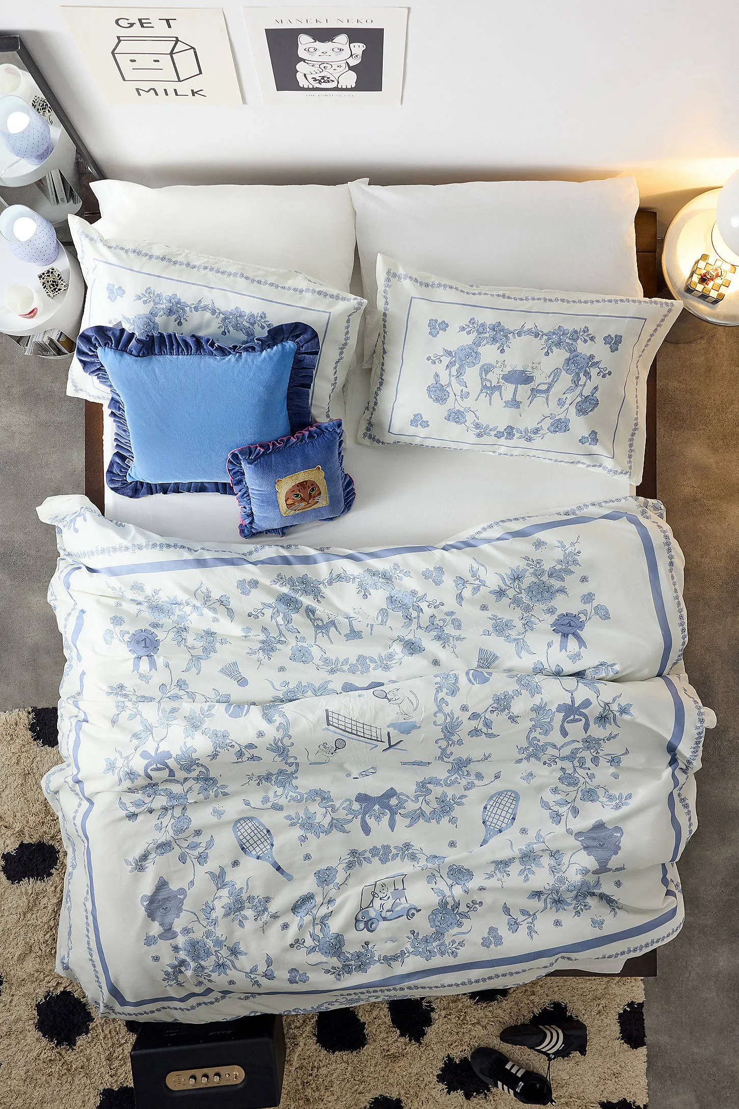 Blue Preppy Toile Duvet Set - Blue