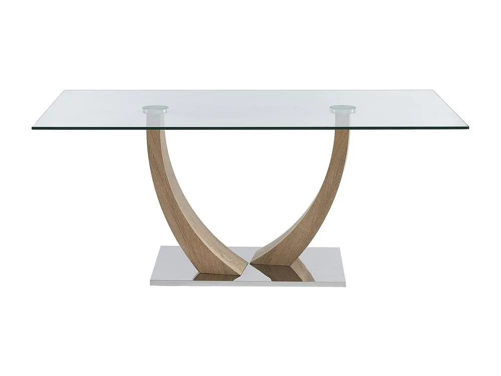 Vente-unique 6 - Seater Dining Table In Tempered Glass, MDF & Stainless Steel in Clear