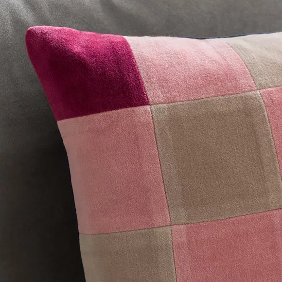Clara Cubed Patchwork Cotton Velvet Square Cushion 6