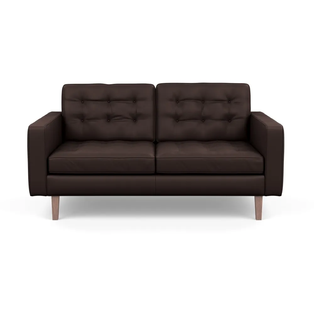 Heal's Hepburn 2 Seater Sofa Leather Grain Chocolate 068 Walnut Feet 1