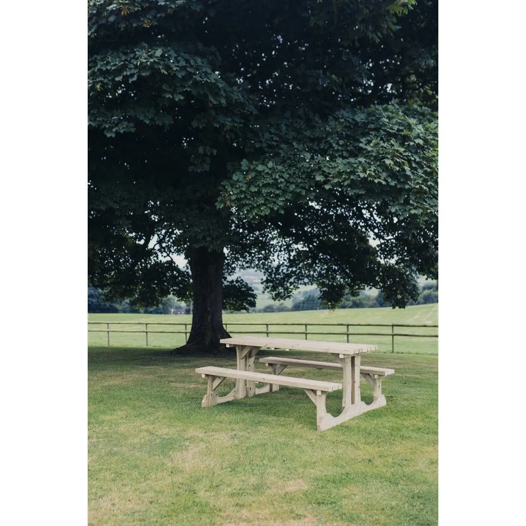 Churnet Valley Garden Furniture Ltd Lunar Picnic Table - L180 x W153 x H76 cm - Partially Assembled in Brown 2