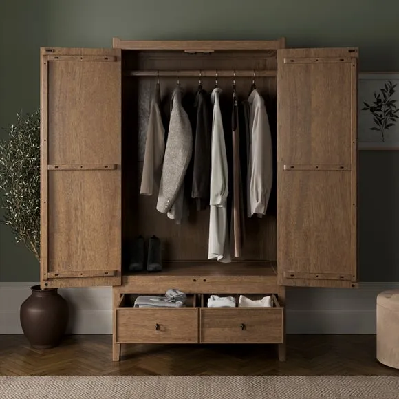 Portland Double Wardrobe, Mango Wood 2
