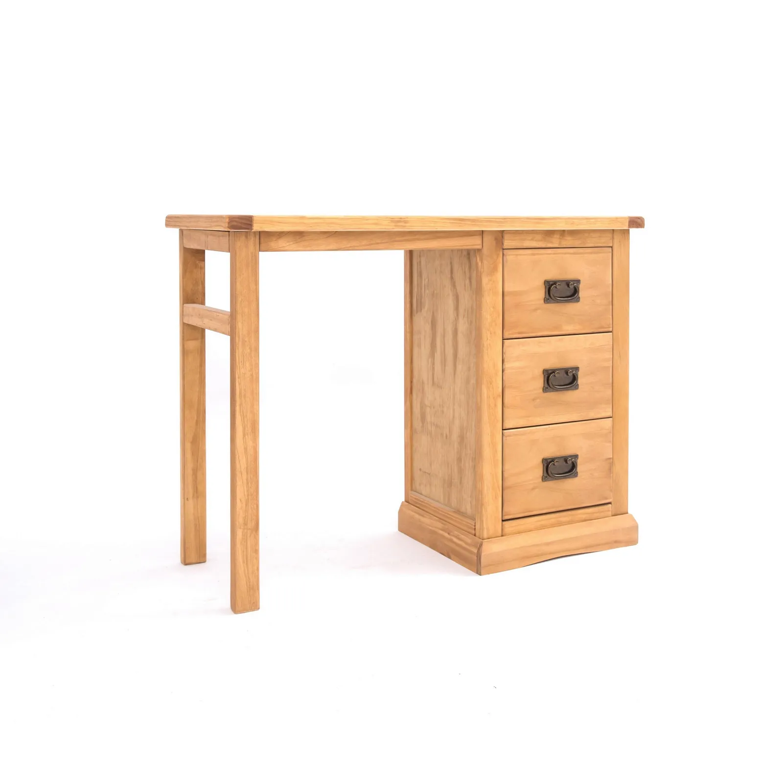 Cabinet Bits Lucca 3 Drawer Desk - Dressing Table Brass Drop Handle in Light Brown 2
