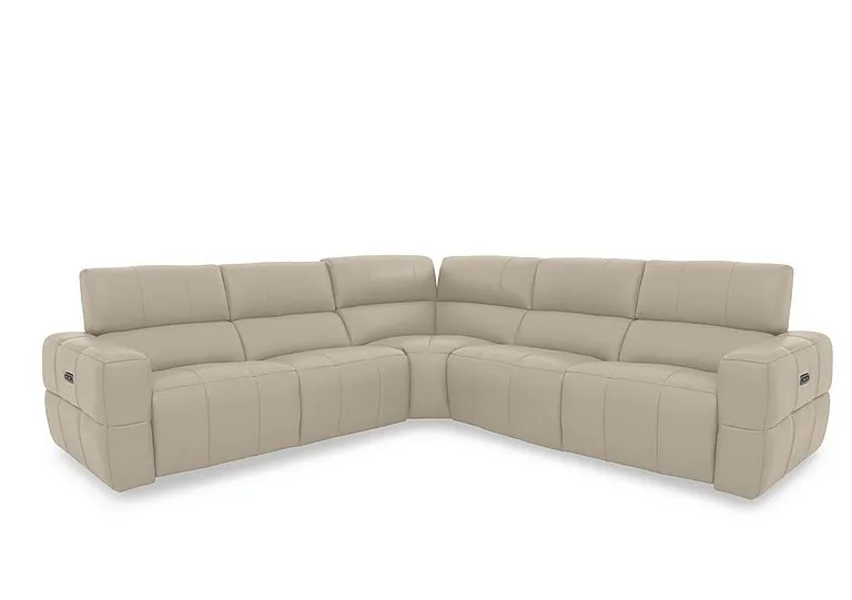 Cube Leather Large Power Recliner Corner Sofa with Power Headrests
