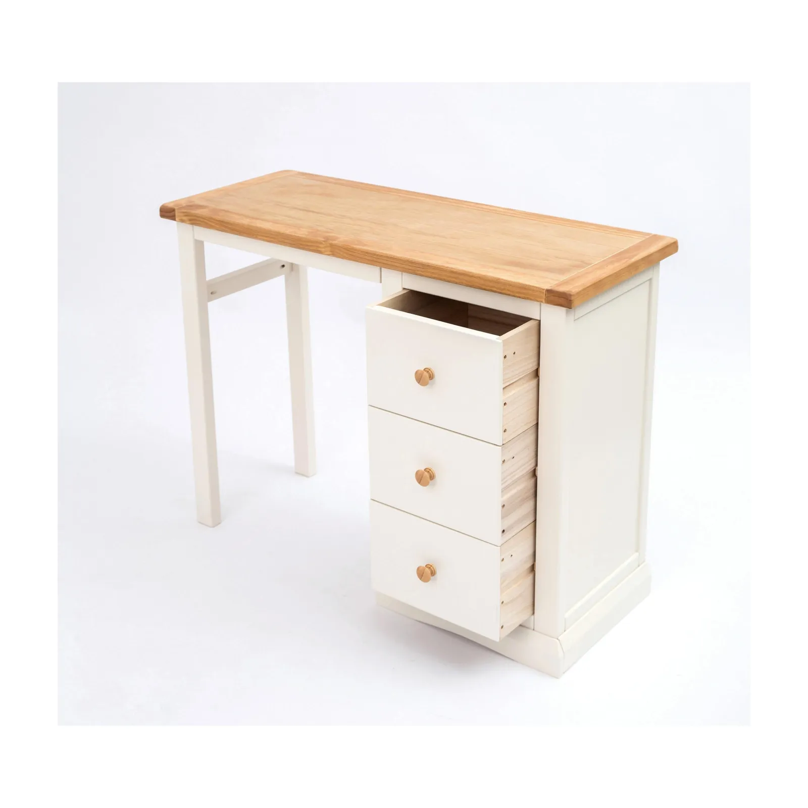 Cabinet Bits Castelli 3 Drawer Desk - Dressing Table Wood Knob in Off-White 5