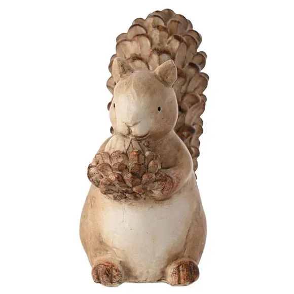 Country Living Wood Effect Squirrel with Pinecone Ornament