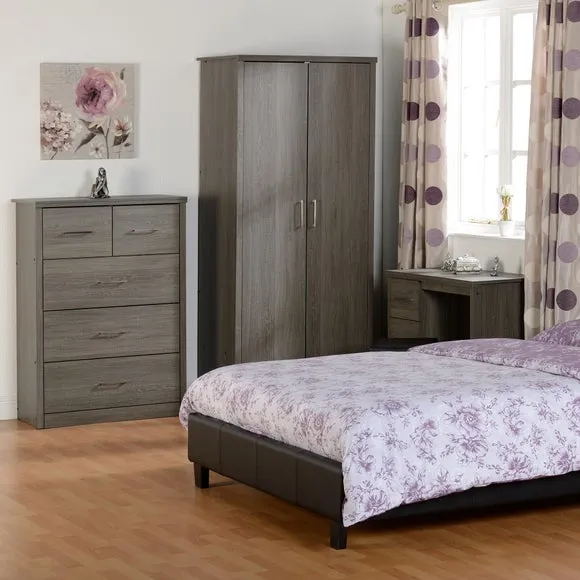 Lennon 2 Drawer & 1 Shelf Bedside Table, Black 6