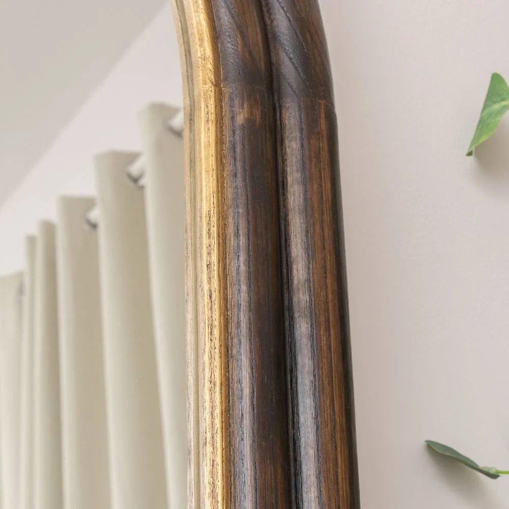 Melody Maison Large Dark Arched Wood & Gold Framed Wall & Leaner Mirror - 166cm X 70cm in Brown 2