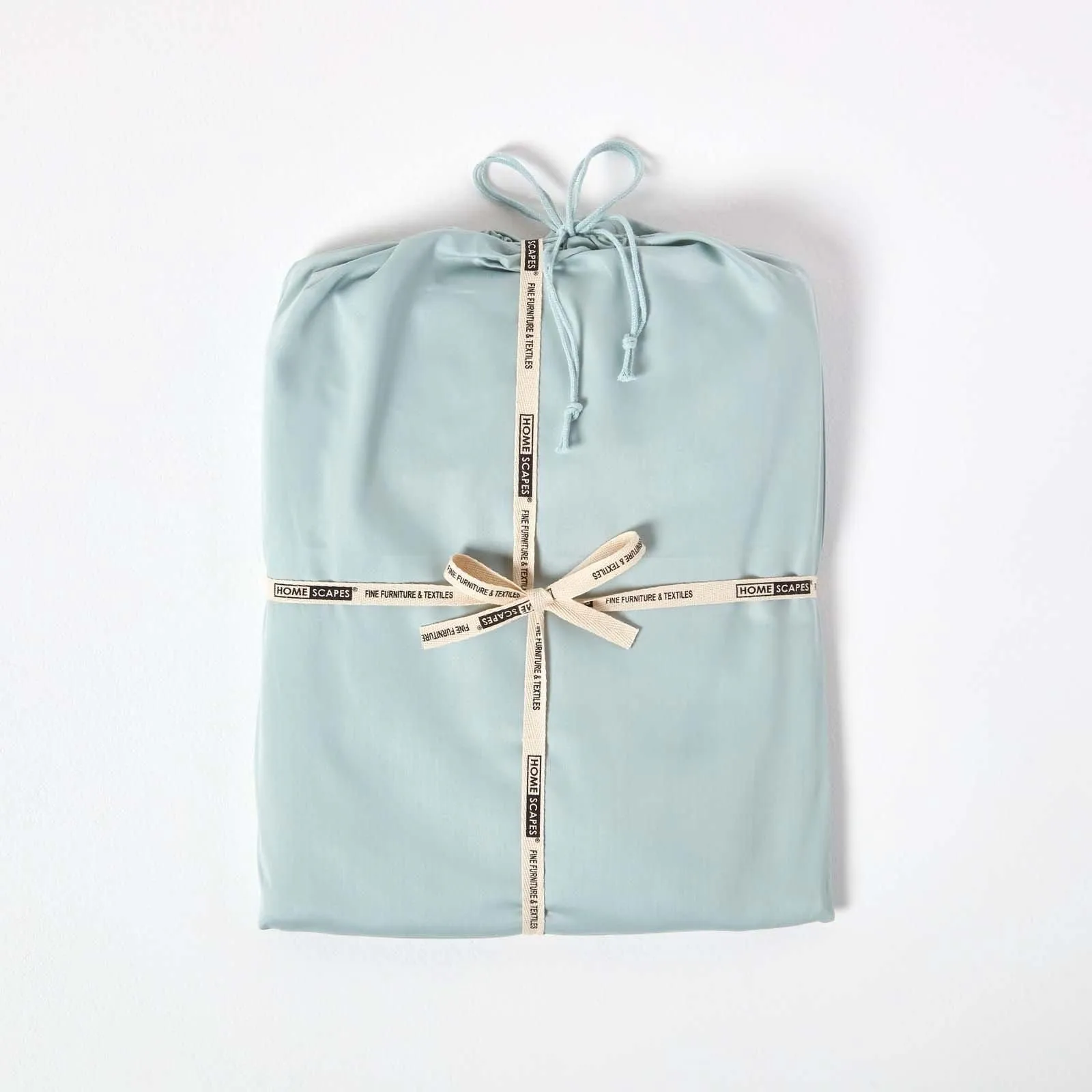 Homescapes Sateen Cotton Flat Sheet 400 TC in Duck Egg Blue 5