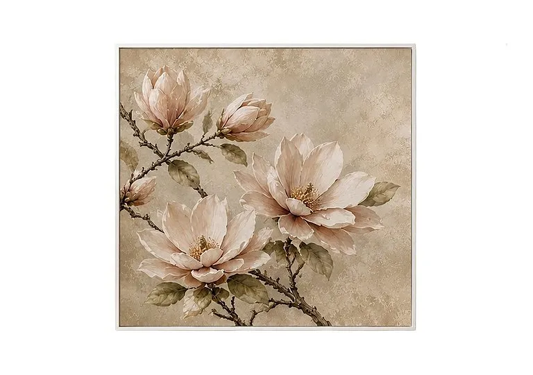 Soft Magnolia 2 Square Framed Velvet Canvas - Home Accessories - In Time for Christmas