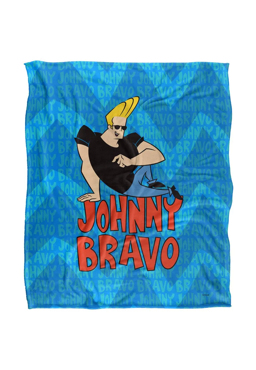 Johnny Bravo Logo Repeat Silky Touch Super Soft Throw Blanket 152 X 127 cm in White