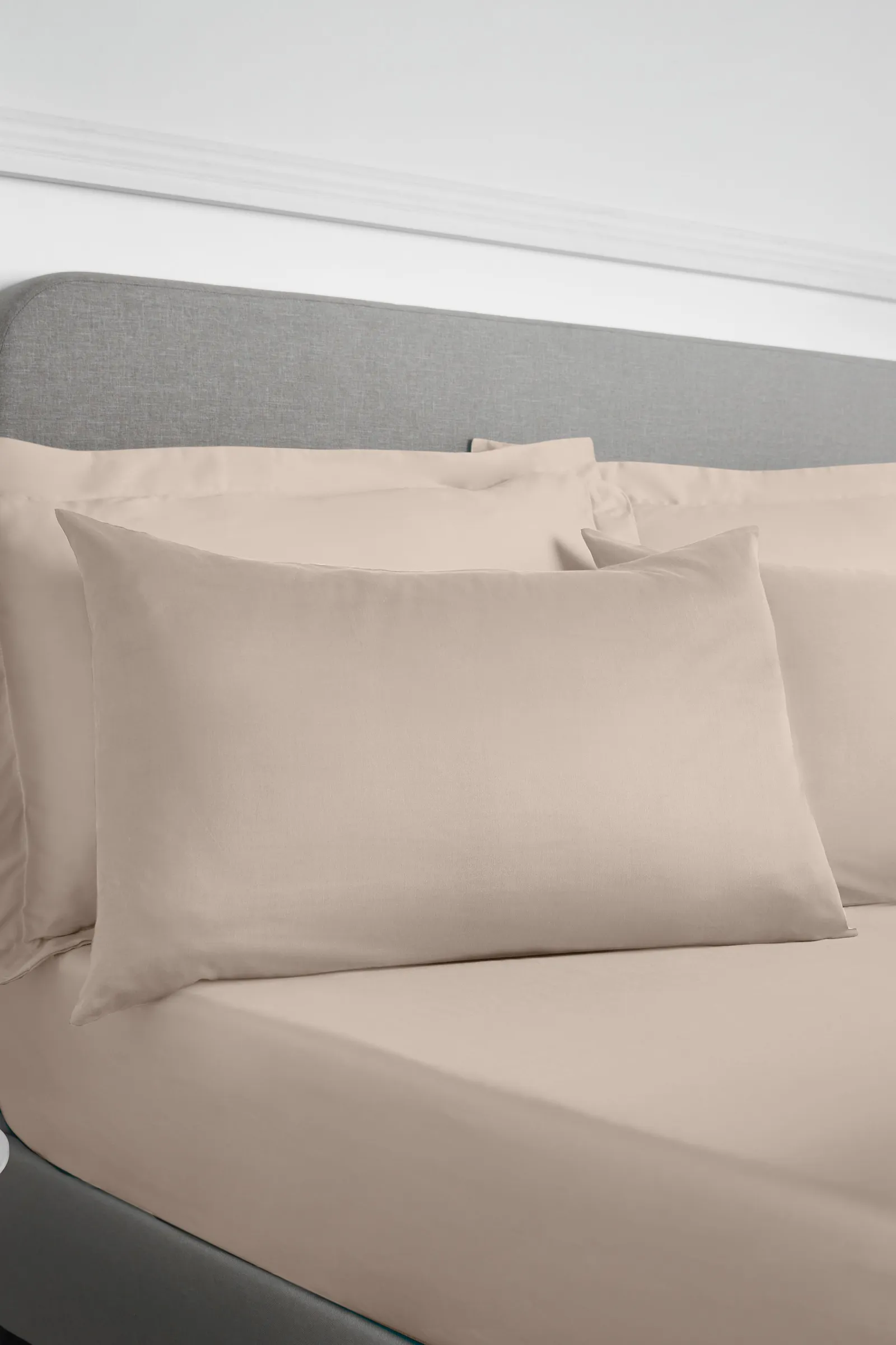 Bianca 400 Thread Count Cotton Sateen Standard Pillowcases in Beige 2
