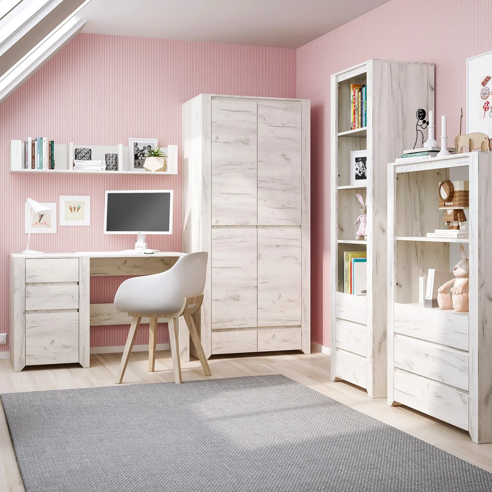 Furniture To Go Angel 3 Drawer Desk in White 6