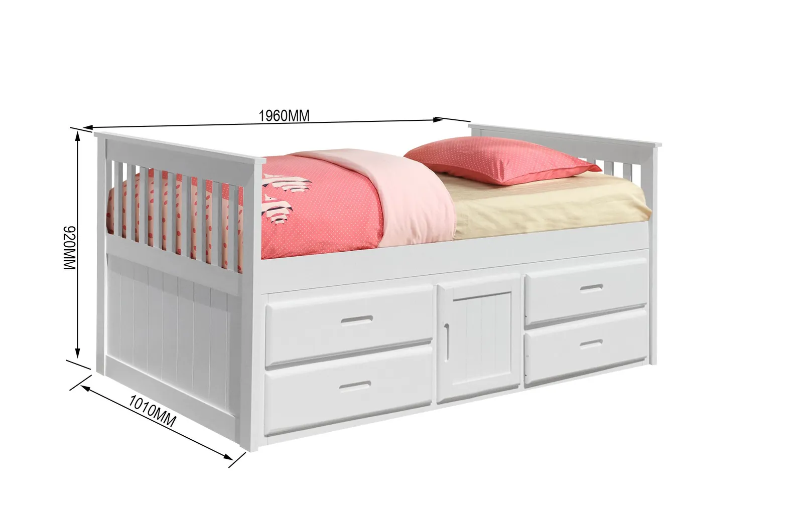 Comfy Living Ltd 3ft Wooden Captains Bed With Drawers & Storage in White 4