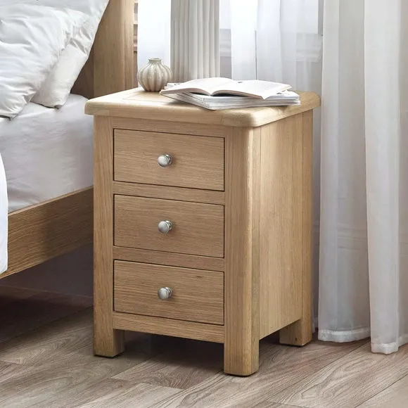 Return - Memphis 3 Drawer Bedside Table, Brown