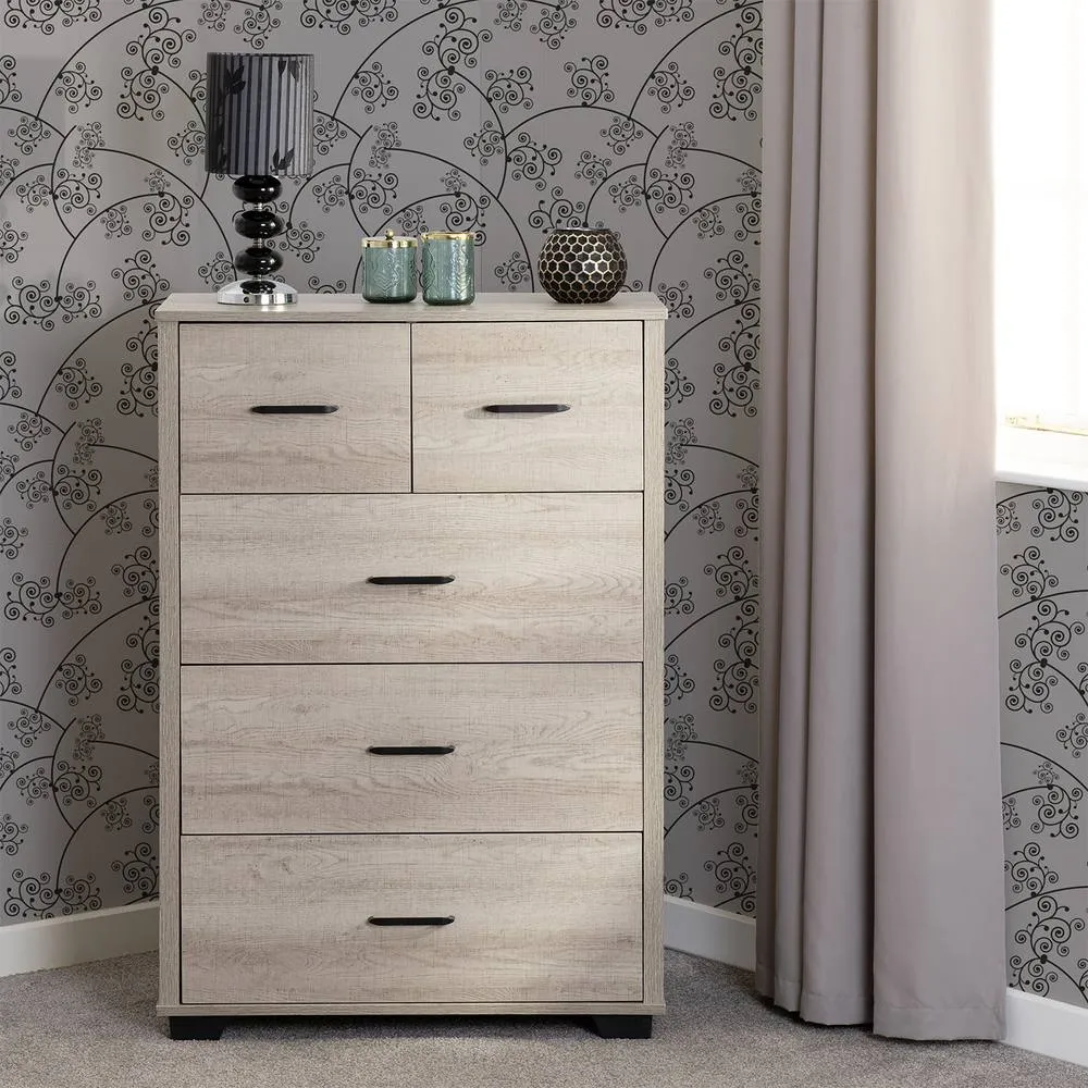 Seconique Oliver 3+2 Drawer Chest - LIGHT OAK EFFECT
