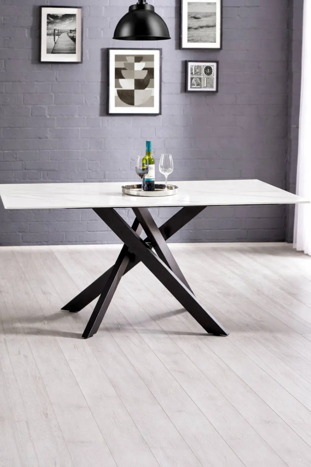 Julian Bowen Bradley Rectangular Ceramic Top 4-6 Seater Dining Table in White