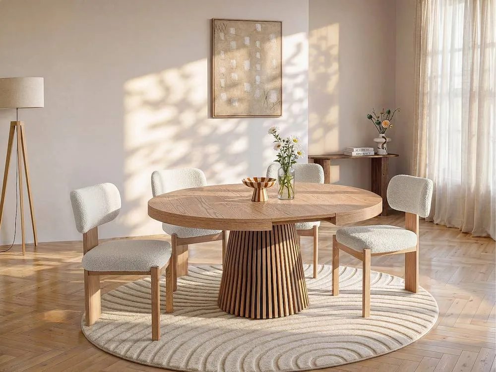 Vente-unique 4 - 6 Seater Extendable Dinning Table - Oak Veneer - Light Natural in Light Oak