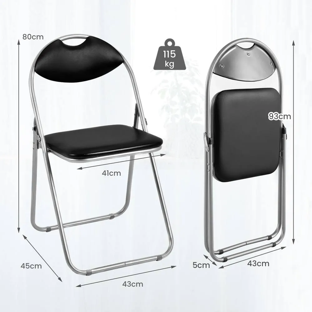Costway Set of 4 Folding Metal Chair Padded Kitchen Dining Seat U-shaped Guest Chair in Black 5