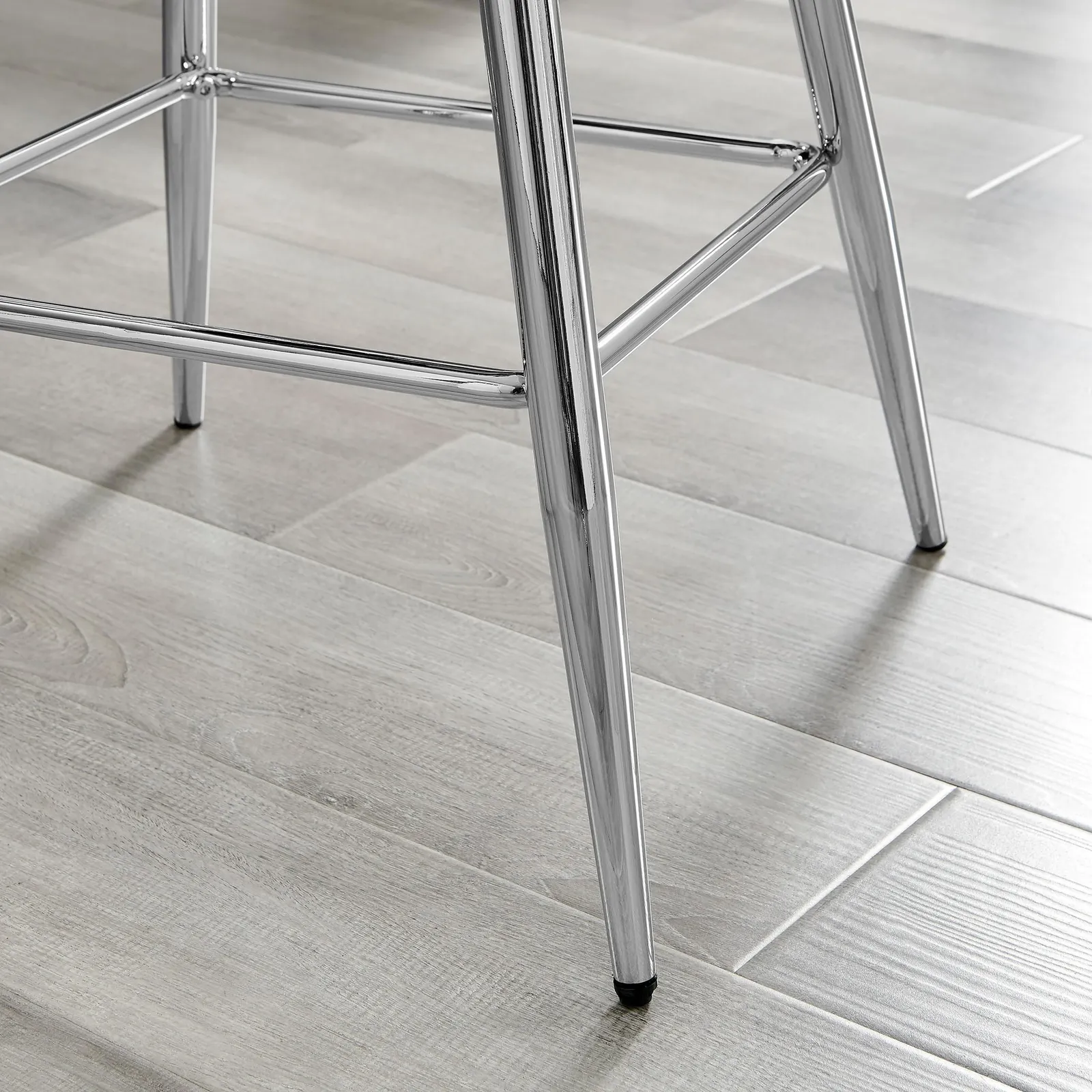 FurnitureboxUK Corona Set of 2 Counter Stools - Faux Leather Counter Stools With Silver Legs - Kitchen Island Stool in Black 5
