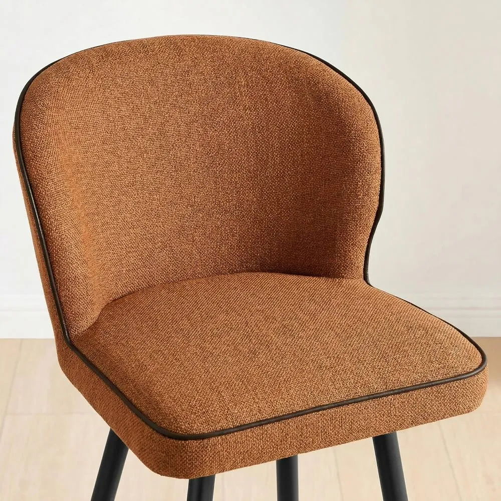 FurnitureboxUK 2x Catriona Terracotta Orange Fabric Bar Chairs 4