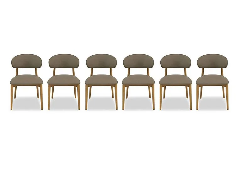 Riga Set of 6 Wooden Dining Chairs - Taupe