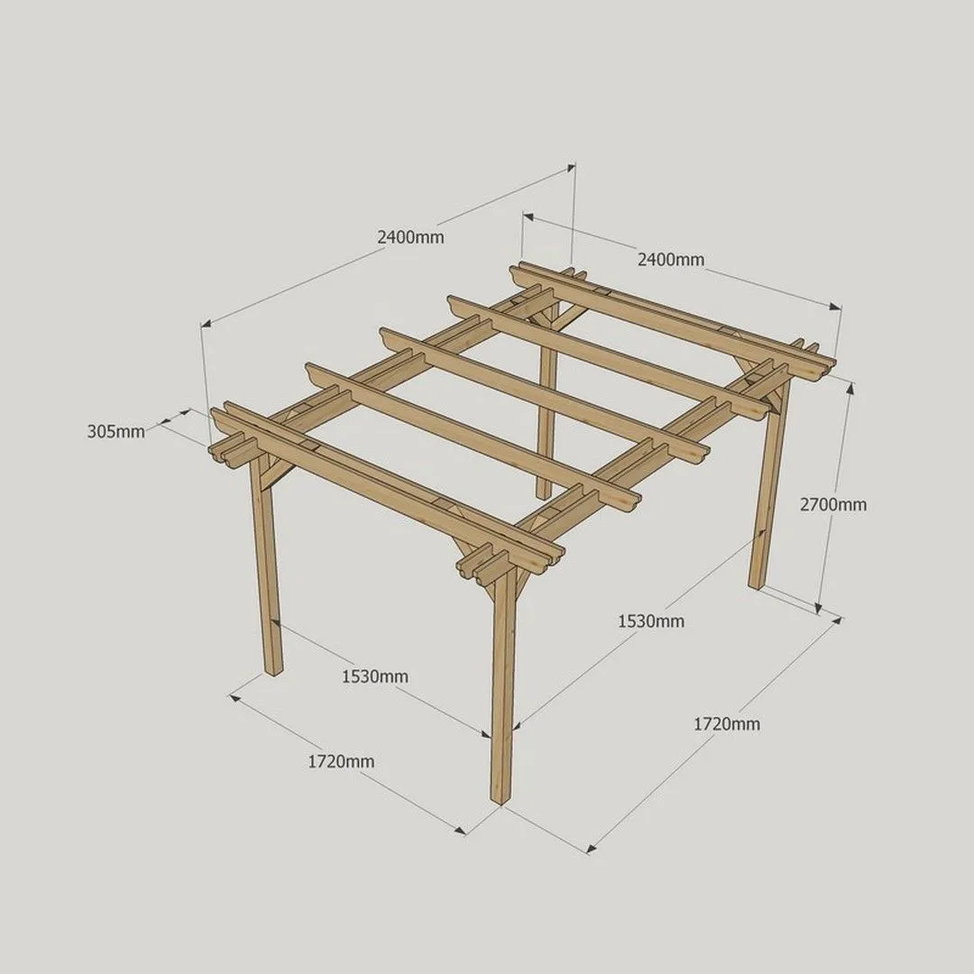 Rutland County Garden Furniture Ltd Double Garden Pergola - Wood - L240 x W240 x H270 cm - Light Green 5