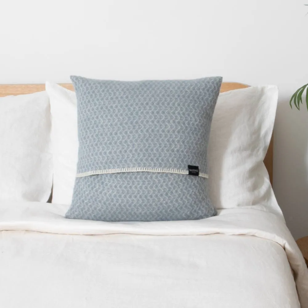 Native Natural Hoop Blue Wool Cushion 45x45cm