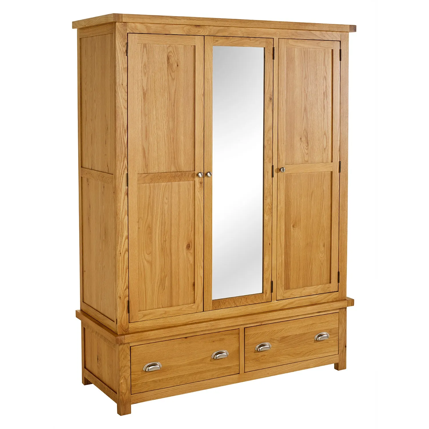 Woburn Oak 3 Door 2 Drawer Wardrobe Brown