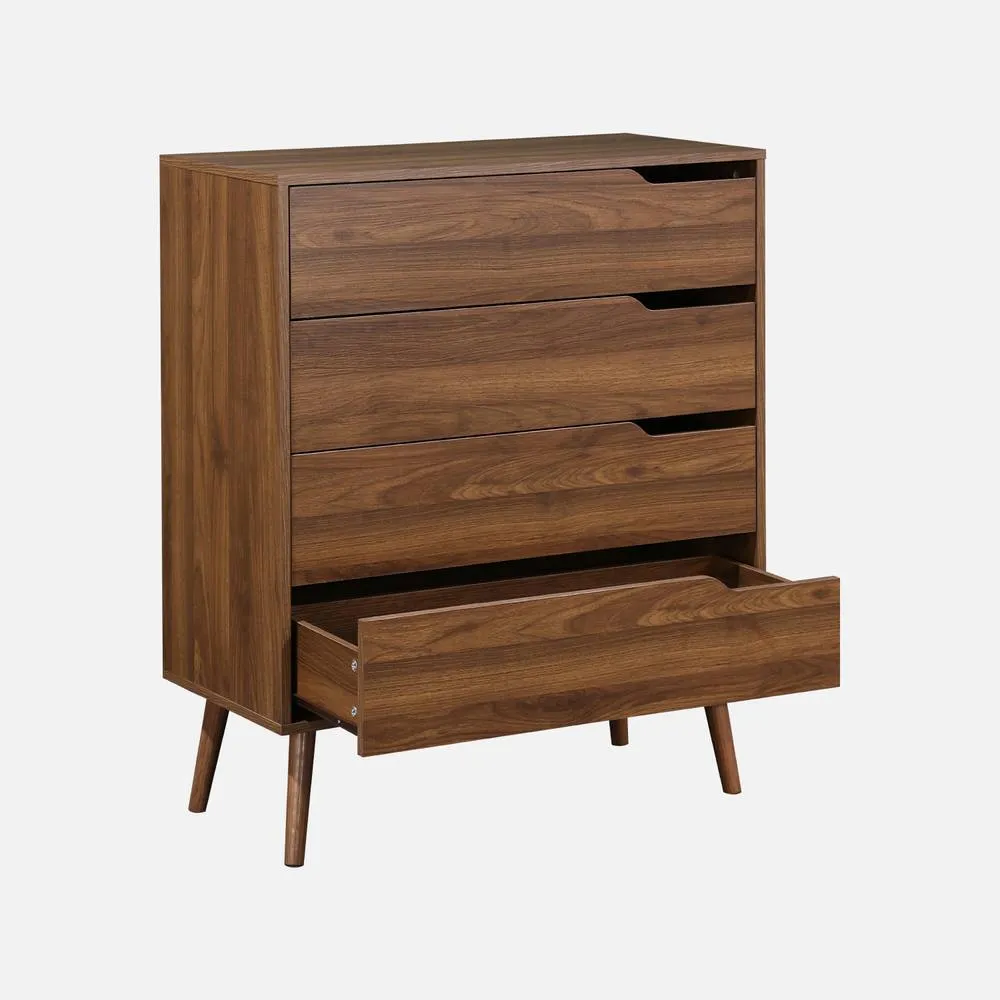 sweeek 4-drawer Chest With Walnut Wood Effect in Dark Brown 2