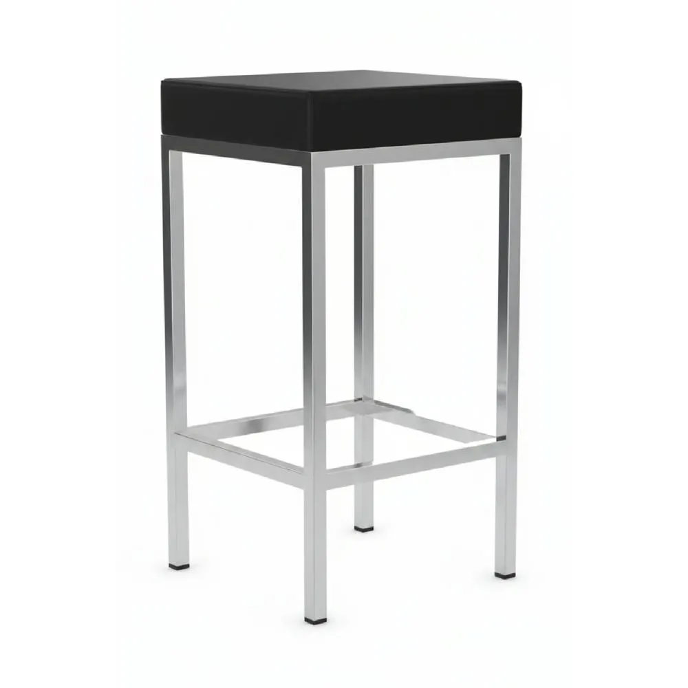 netfurniture Ernest Kitchen Bar Stool Black Padded Seat Chrome Frame