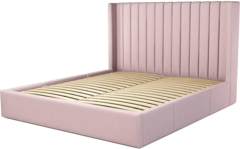Cory Super King Size Bed with Storage Drawers, Tea Rose Pink Cotton