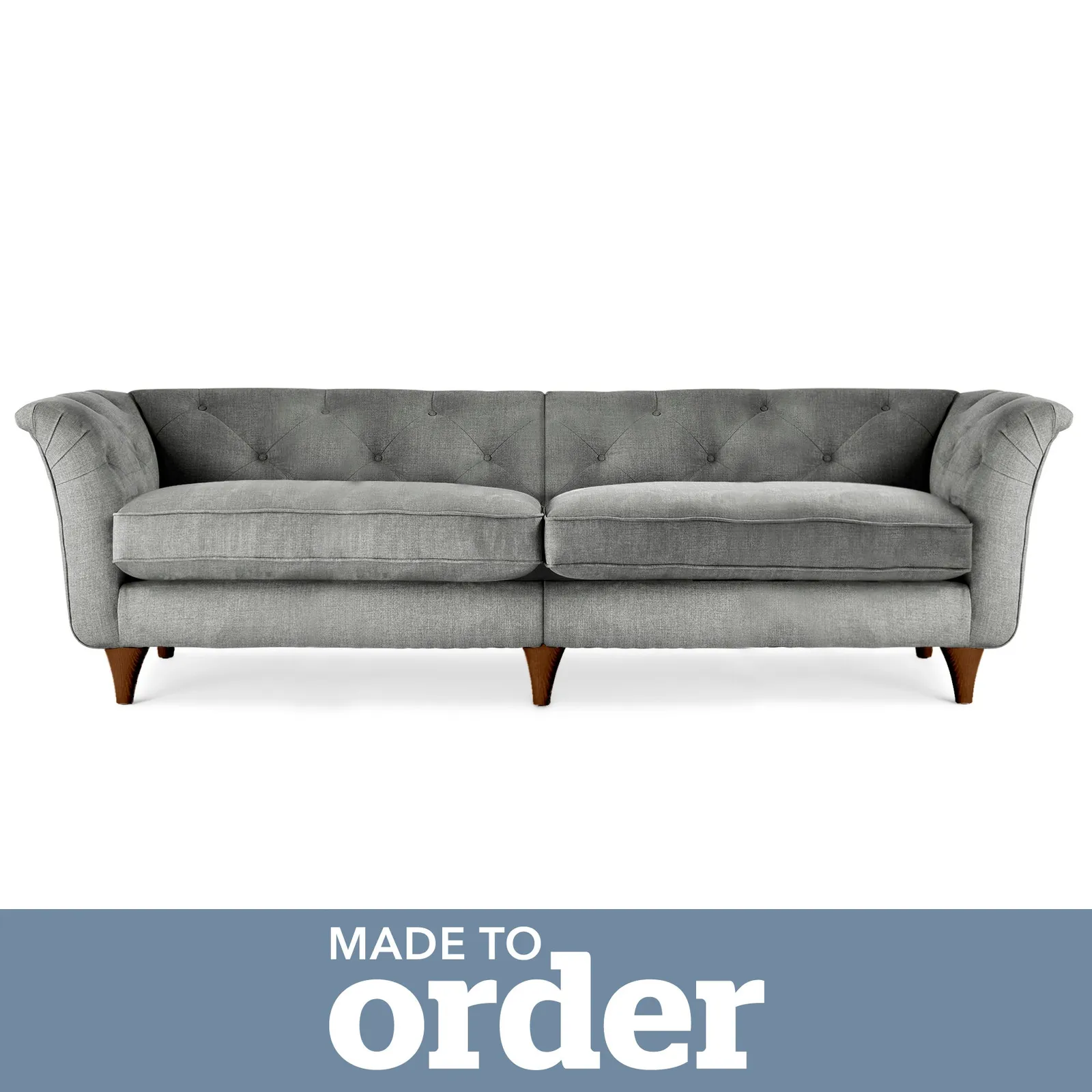 Jaipur 4 Seater Sofa Brushed Plain Fabric Grey