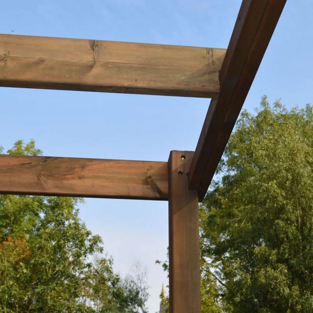Rutland County Garden Furniture Ltd Wall Mounted Box Pergola - L420 x W420 x H270 cm - Rustic Brown 4