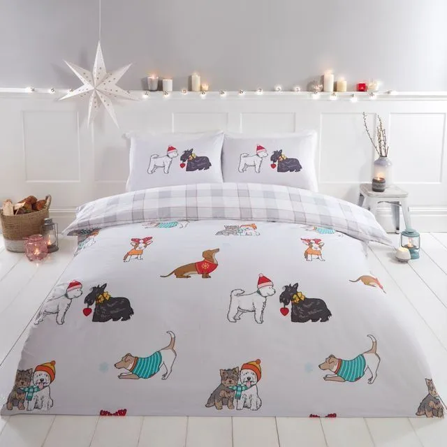 Rapport Home Winter Tails Reversible Duvet Cover Set with Pillowcase in White
