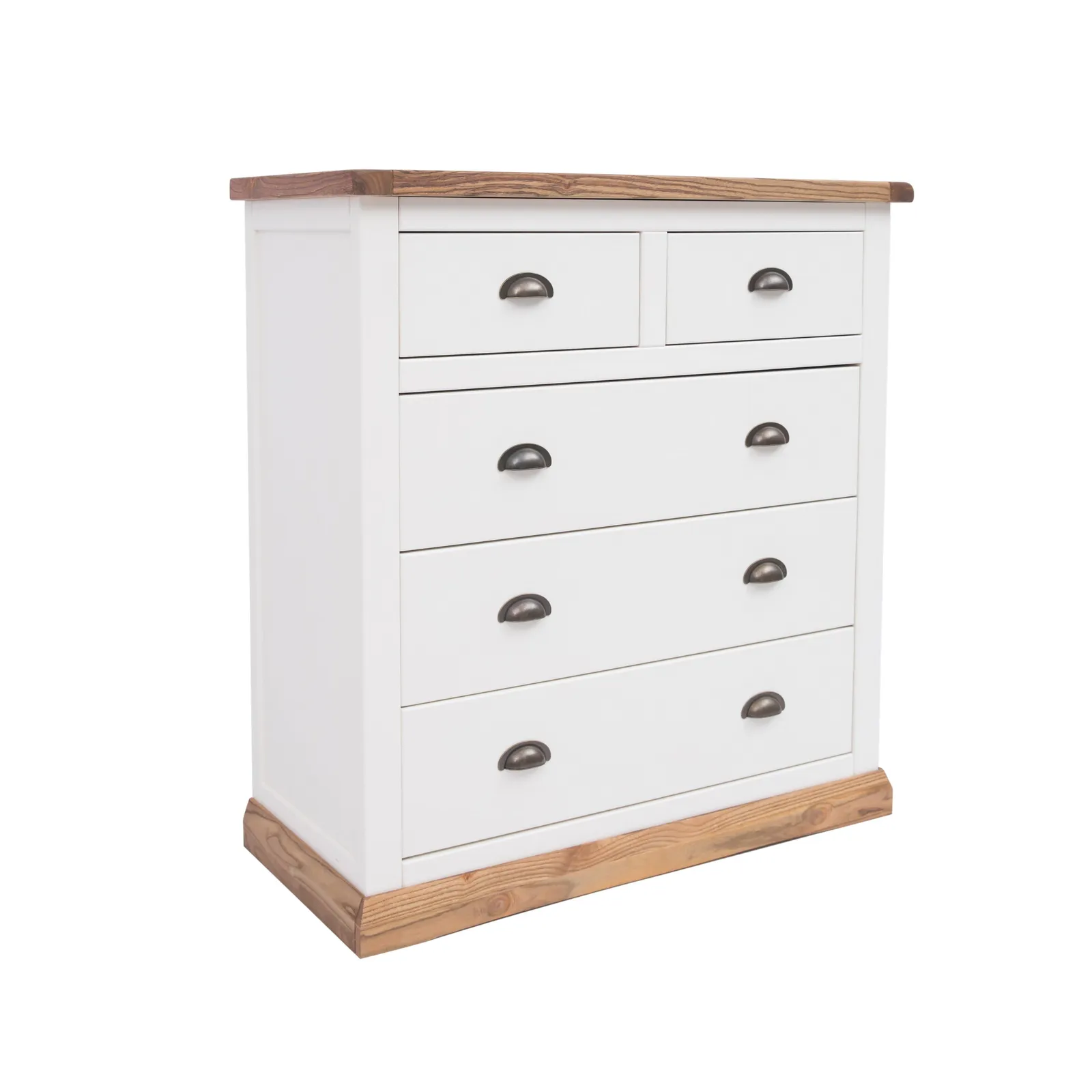 Cabinet Bits Tropea 5 Drawer Chest of Drawers Brass Cup Handle in Off-White 2