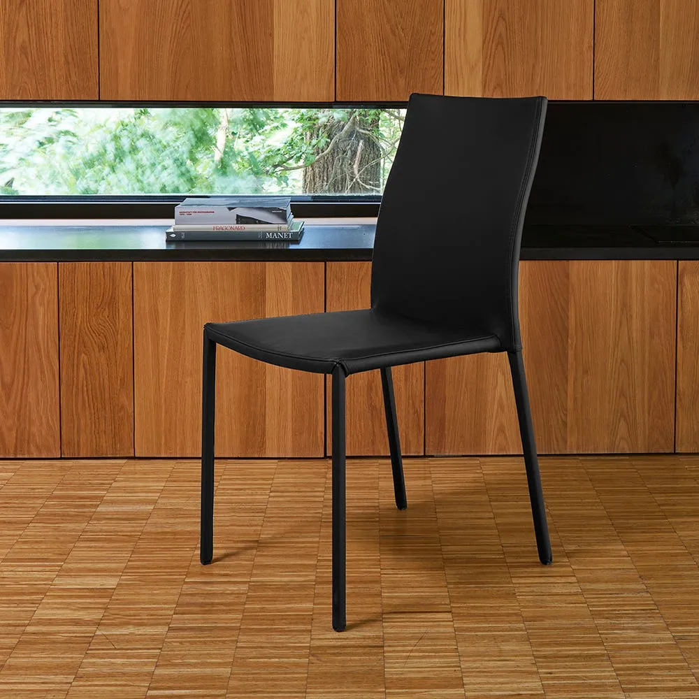 Ligne Roset Slim Dining Chair Grey Leather 4