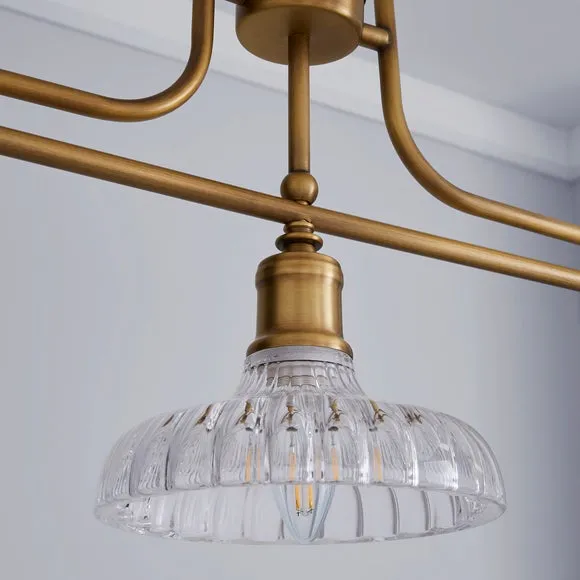 Colt Antique Brass 3 Light Diner Ceiling Light 3