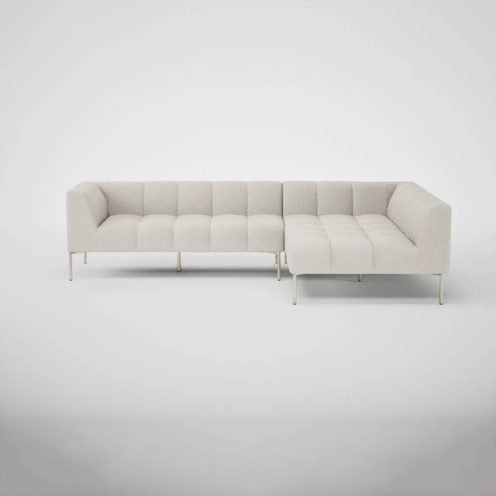 Heal's Quadro Right Hand Facing Chase Sofa Loop Boucle Polar Stainless Steel Feet 2
