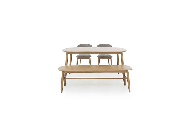 Stockholm Fixed Dining Table with 2 Wooden Chairs and a Bench - Light Oak