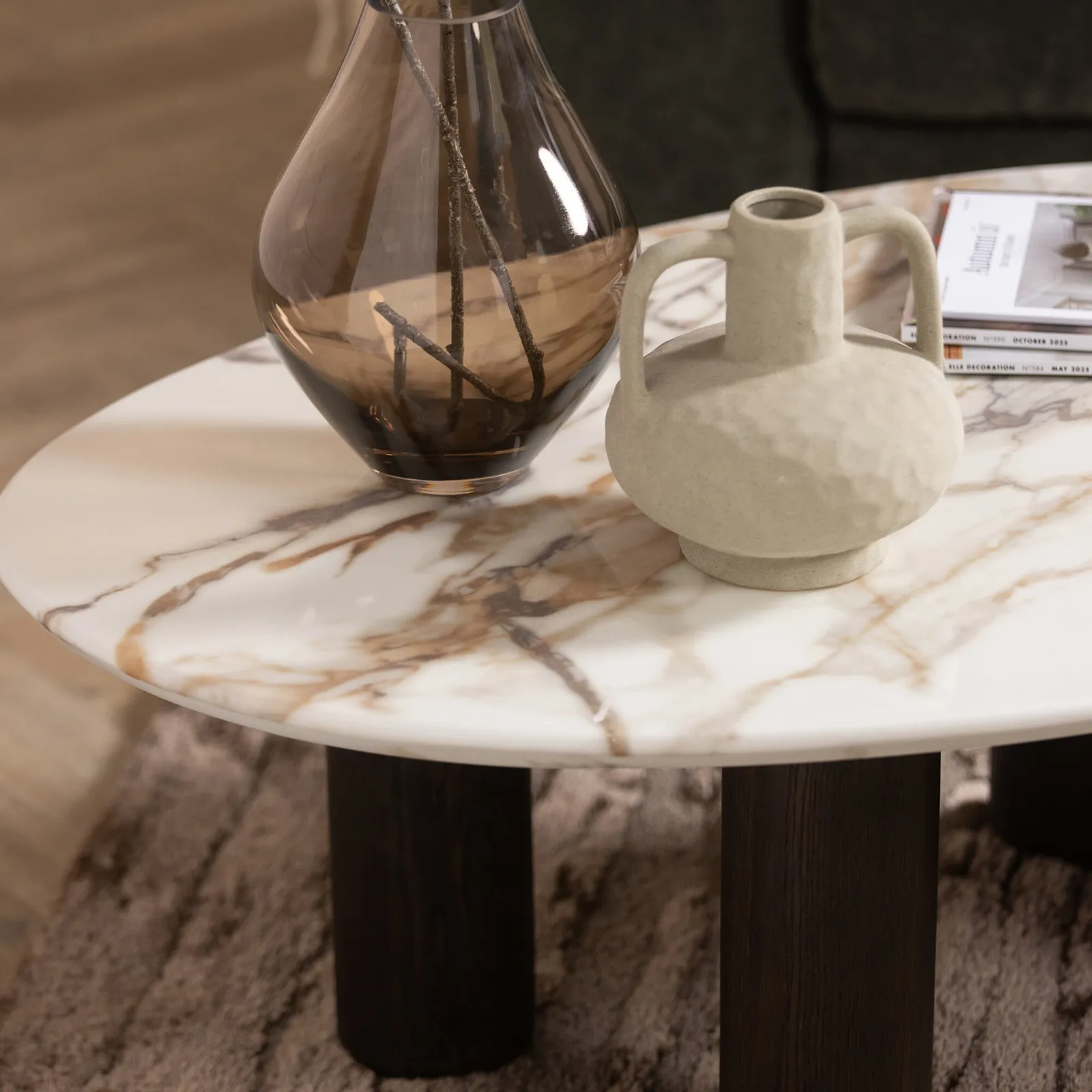 Nord Coffee Table-9Mm Ceramic Marble Effect, Round, White | Barker & Stonehouse 3