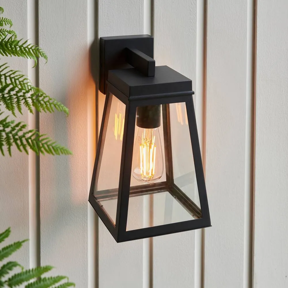 Netlighting Lymington Outdoor Wall Lantern Textured Black & Clear Glass E27 5