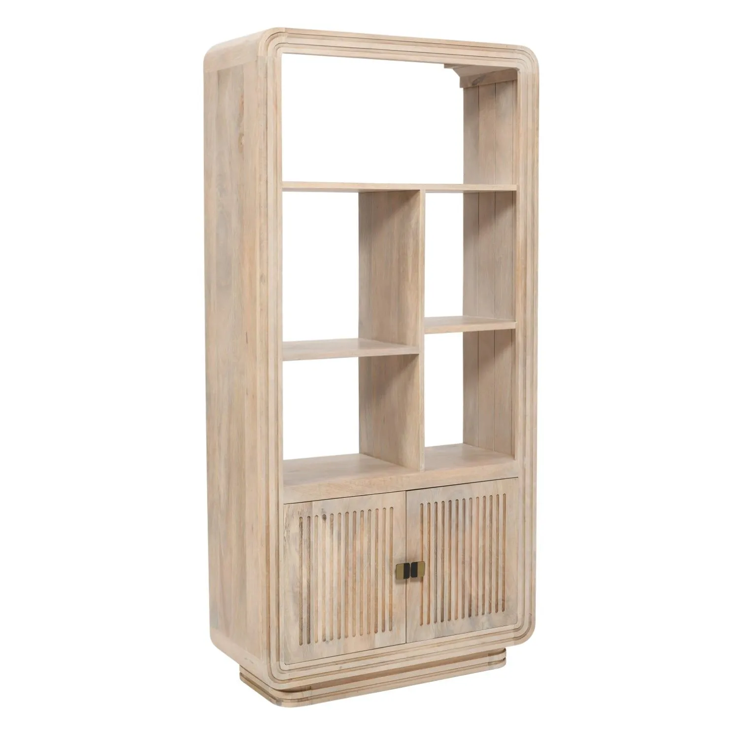 IH Design Paloma Carved Mango Wood Bookcase in Light Brown 3