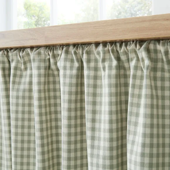 Gingham Checked Slot Top Unlined Undercounter Curtain 2