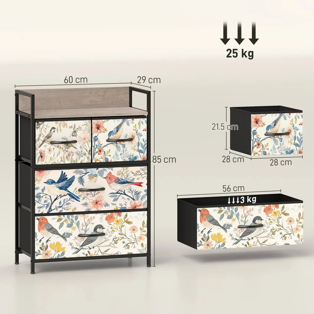 HOMCOM Chest of Drawers, Fabric Dresser with Open Shelf in White 3