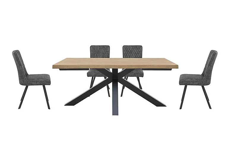 Earth Compact Dining Table with Star Base and 4 Chairs - Graphite