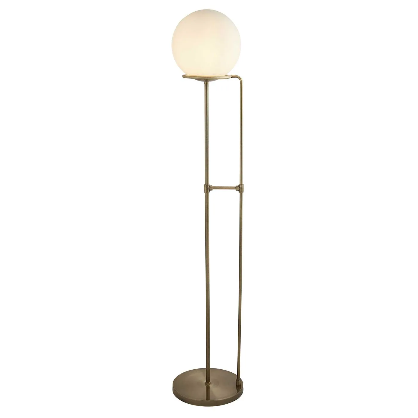 Opal Ball Floor Lamp, Antique Brass and White