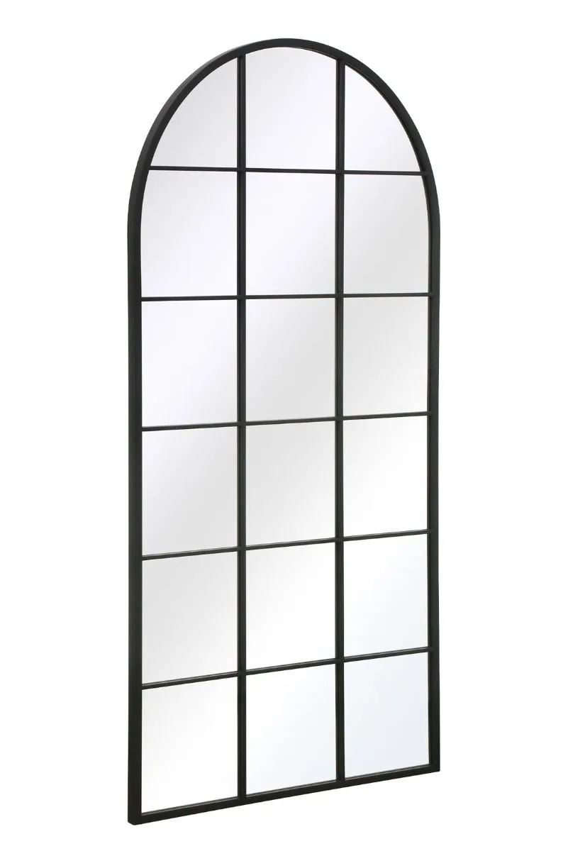 MirrorOutlet Black Metal Framed Arched Window Wall Mirror 71" X 35" (180 X 90CM) 6