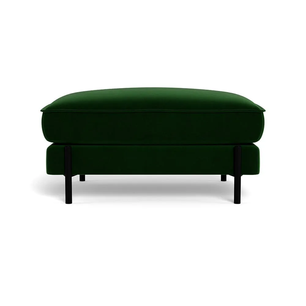 Heal's Tortona Footstool Smart Velvet Forest Black Feet